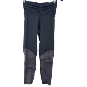 Carbon38 Black & Grey Camouflage Workout Yoga Leggings with Cinch Tummy Control